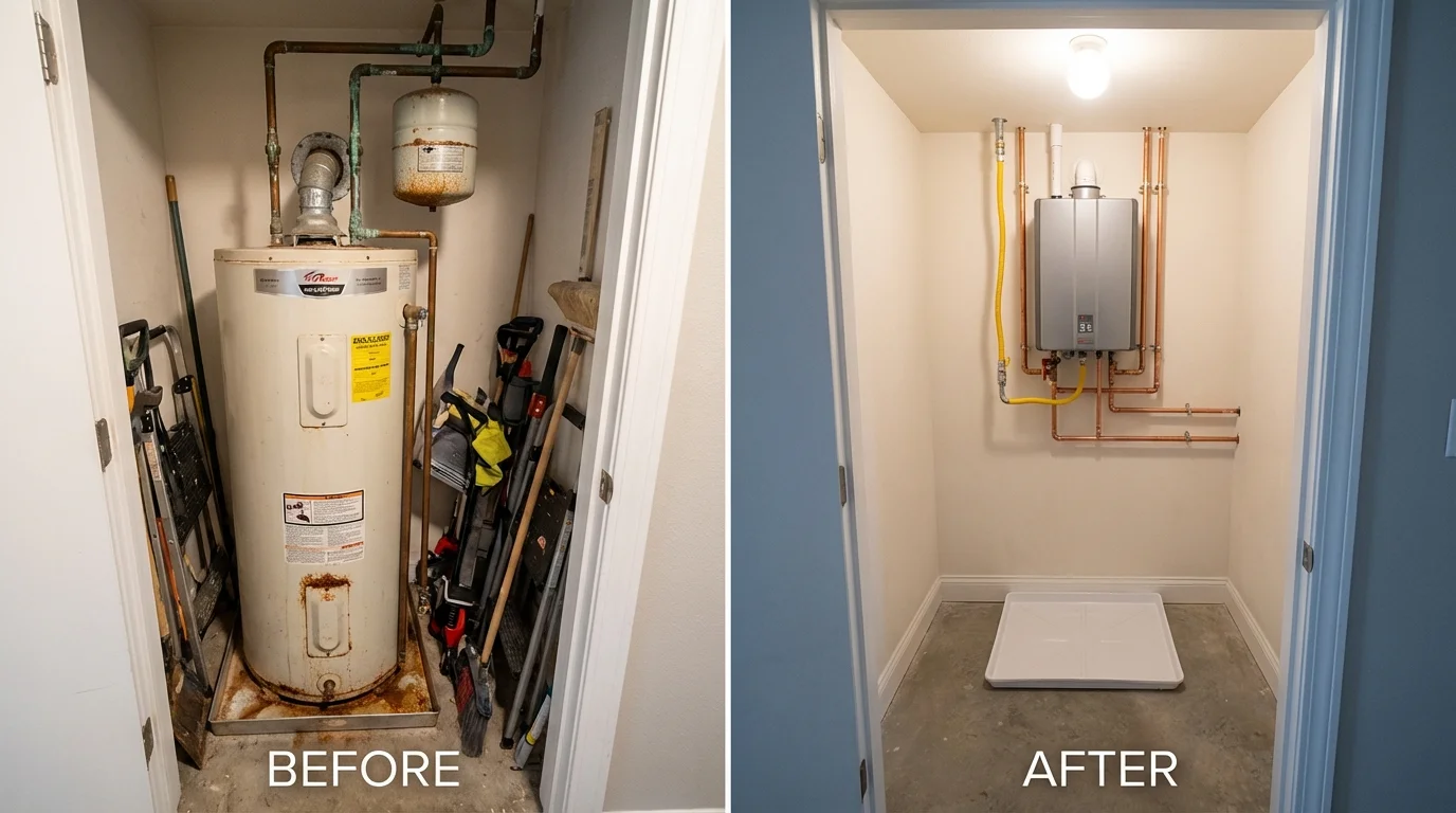 Tank water heater versus wall-mounted tankless unit comparison for Edison, NJ homeowners